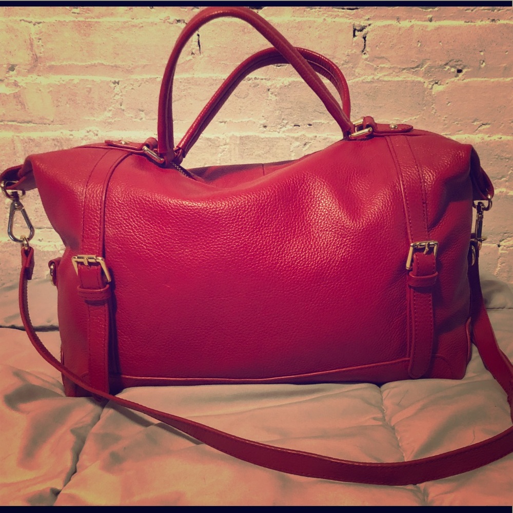 Ora Delphine Adele red leather satchel bag
